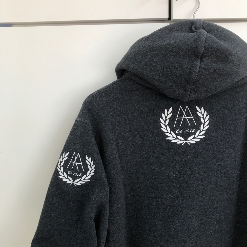 Ambition Apparel Dark Heather Grey & White Hoodie - Picture 3 of 4